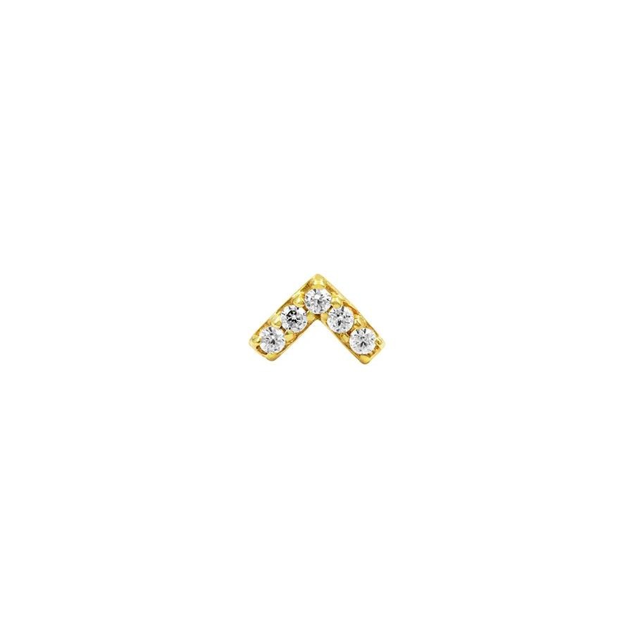 Chevron Clear Swarovski End in 14k Yellow Gold by Junipurr - Pierced