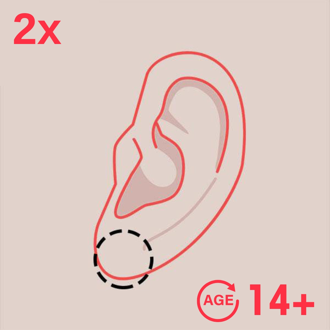 2 Ear Lobe Piercings 14y+ in Mississauga + Excluding Jewelry