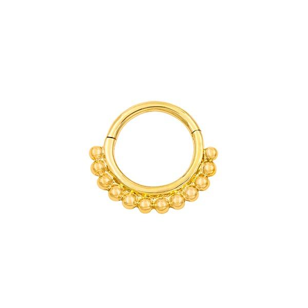 Beaded Clicker Ring in 14k Yellow Gold by Junipurr - Pierced