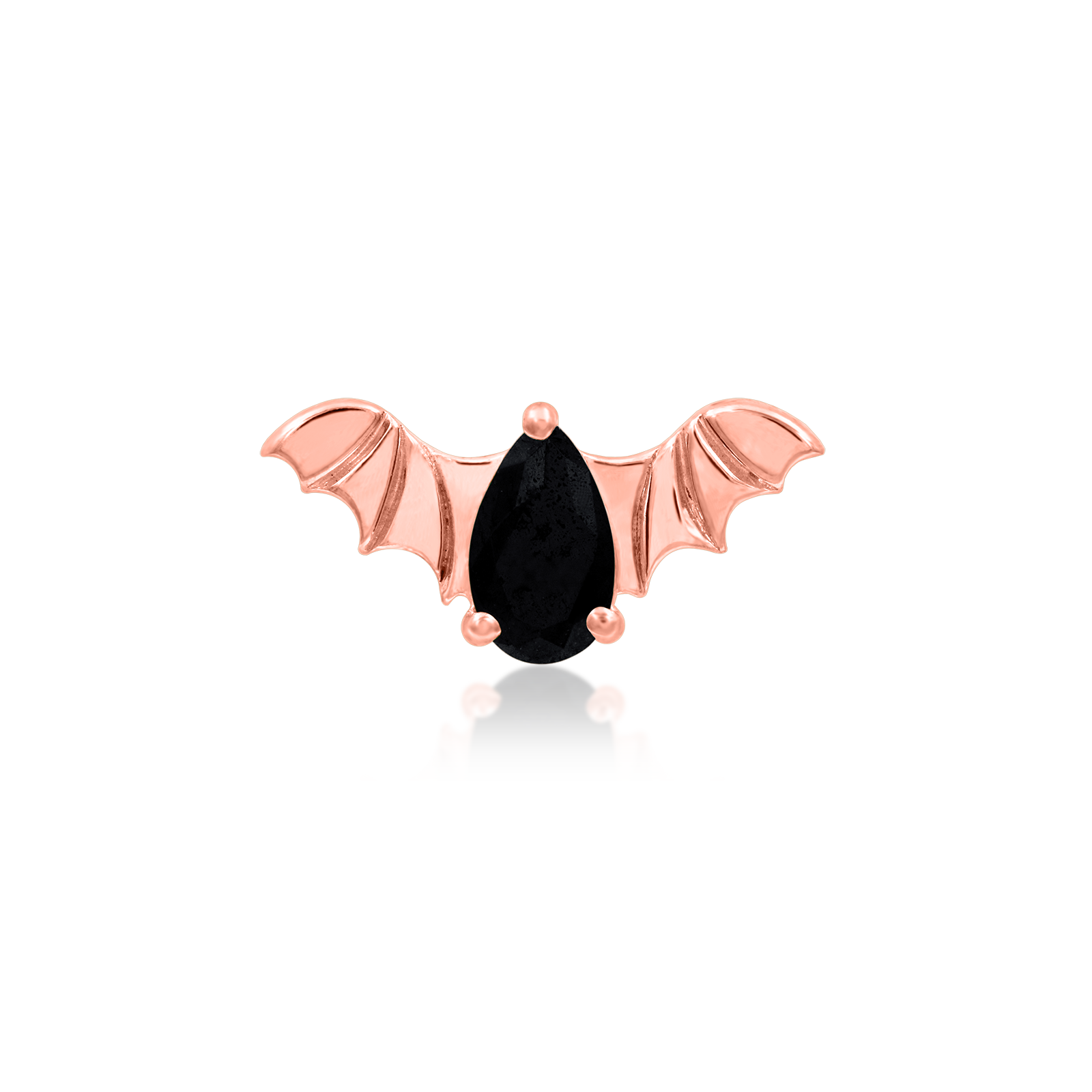 Bat with Black CZ in 14k Gold by Junipurr