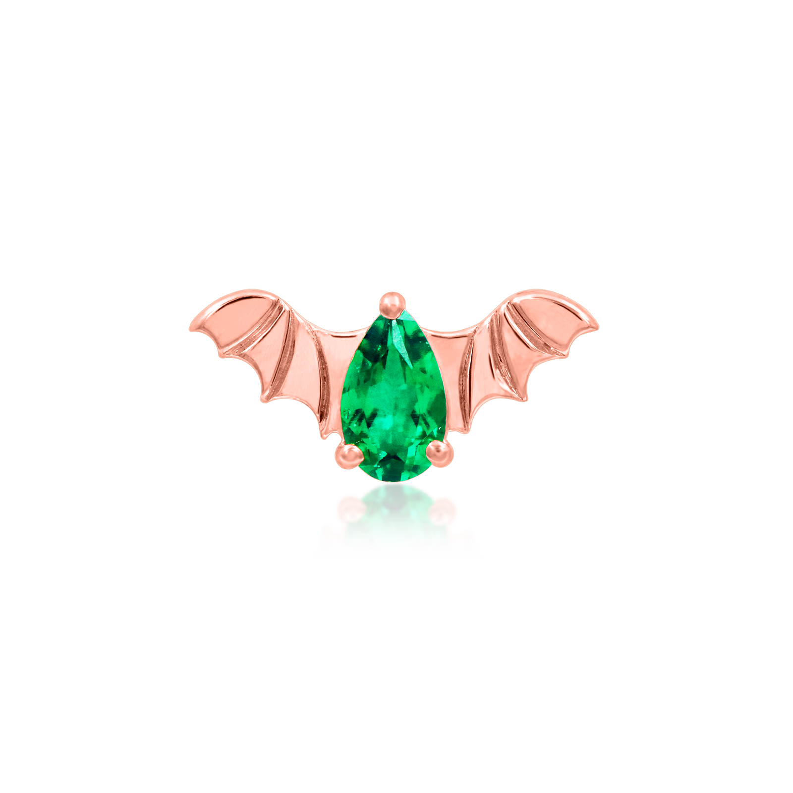 Bat with Emerald CZ in 14k Gold by Junipurr