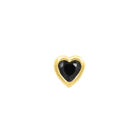 Black CZ Heart Bezel in 14k Yellow Gold by Junipurr