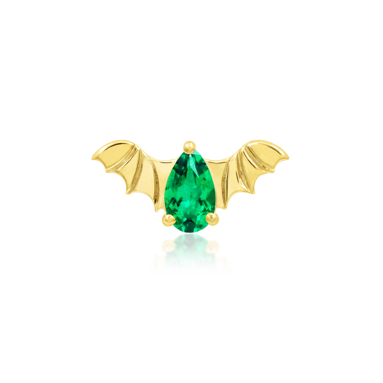 Bat with Emerald CZ in 14k Gold by Junipurr