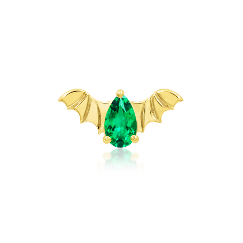 Bat with Emerald CZ in 14k Gold by Junipurr