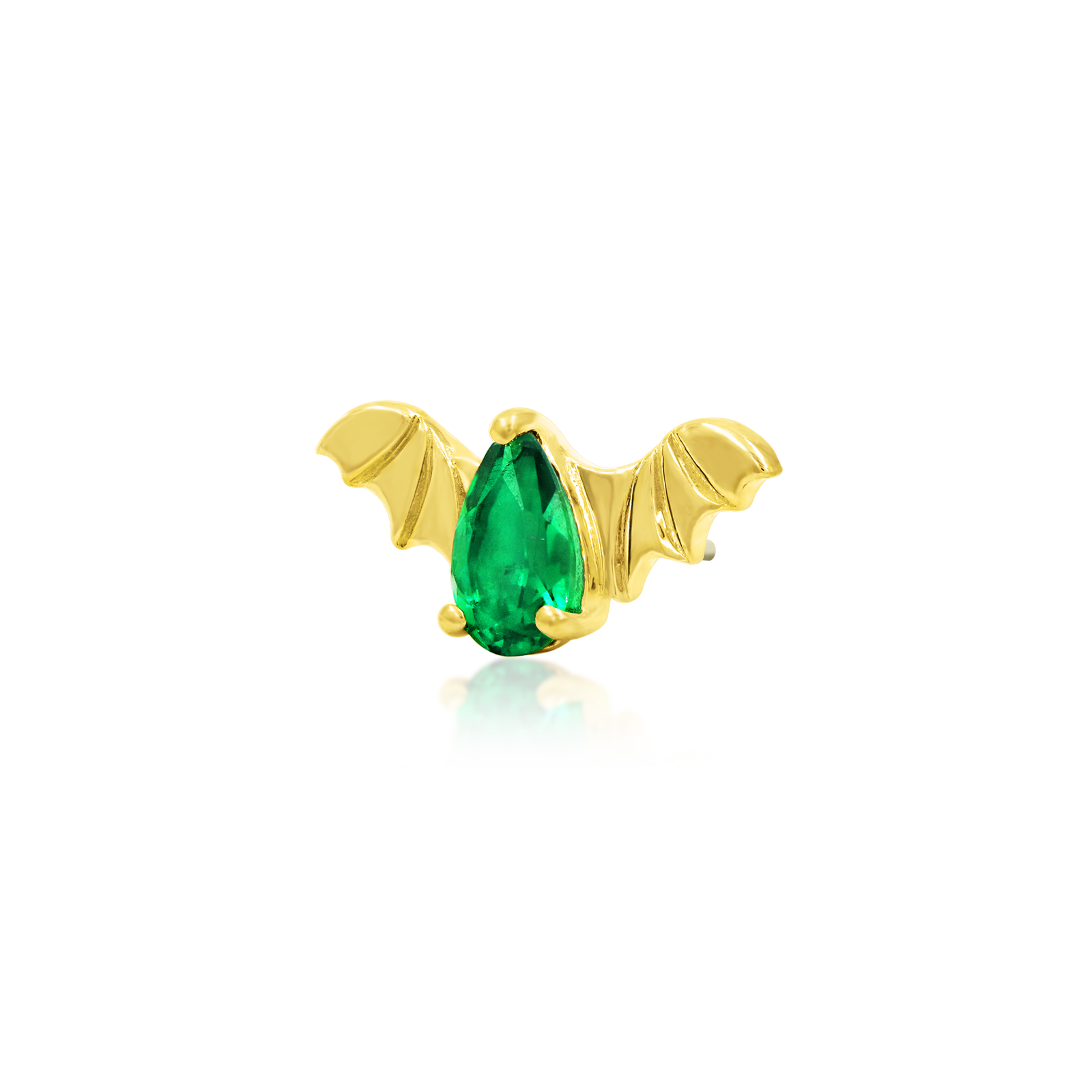 Bat with Emerald CZ in 14k Gold by Junipurr