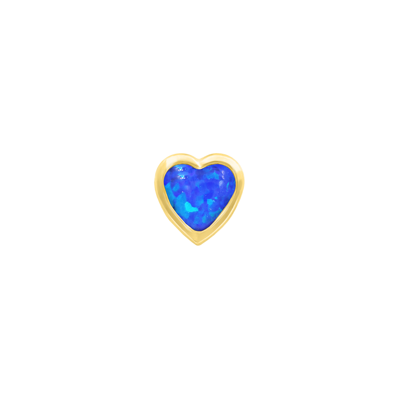 Blue Opal Heart Bezel in 14k Yellow Gold by Junipurr