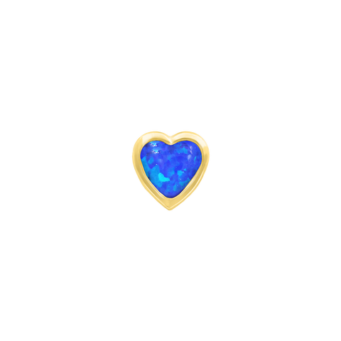 Blue Opal Heart Bezel in 14k Yellow Gold by Junipurr