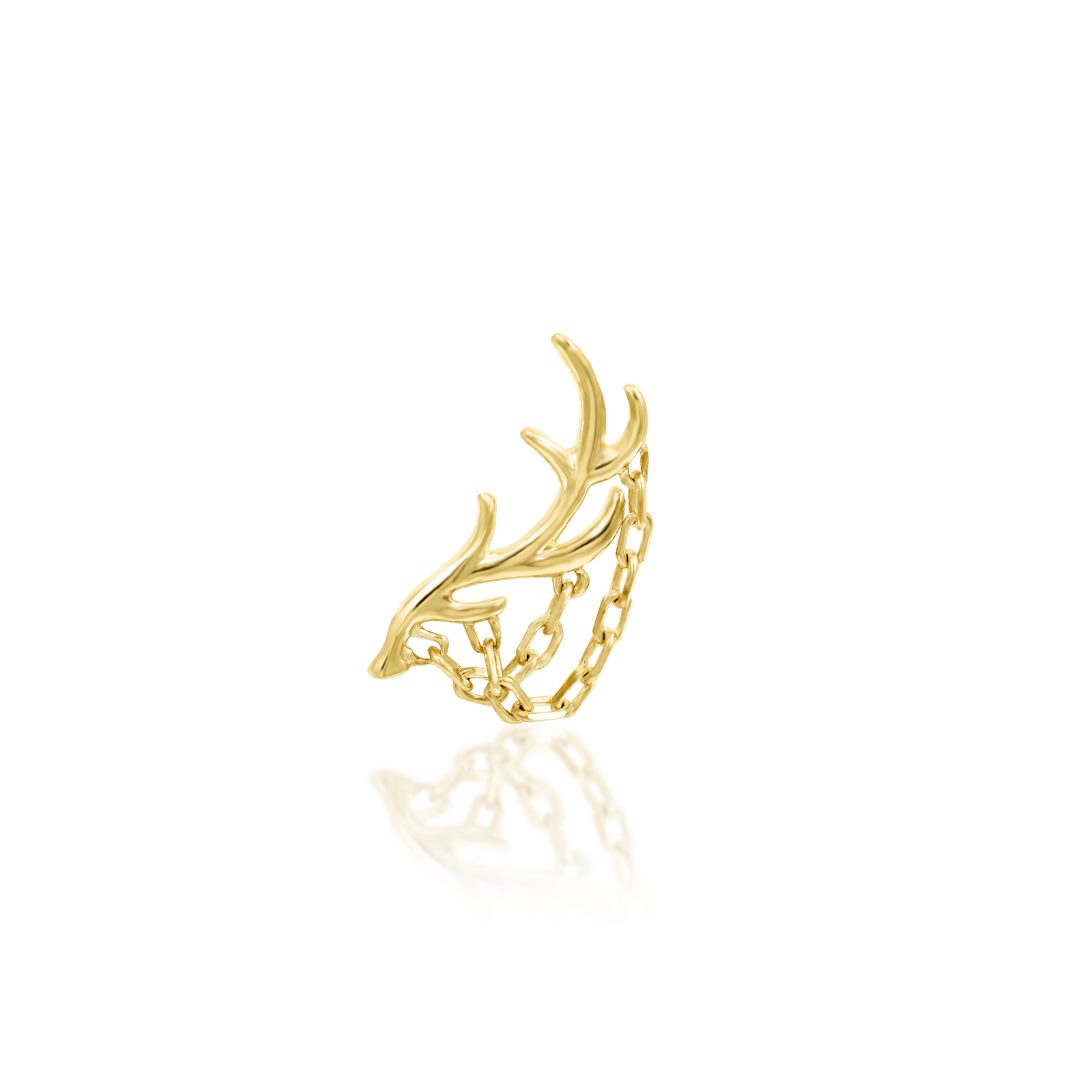 Chained Antler in 14k Gold by Junipurr