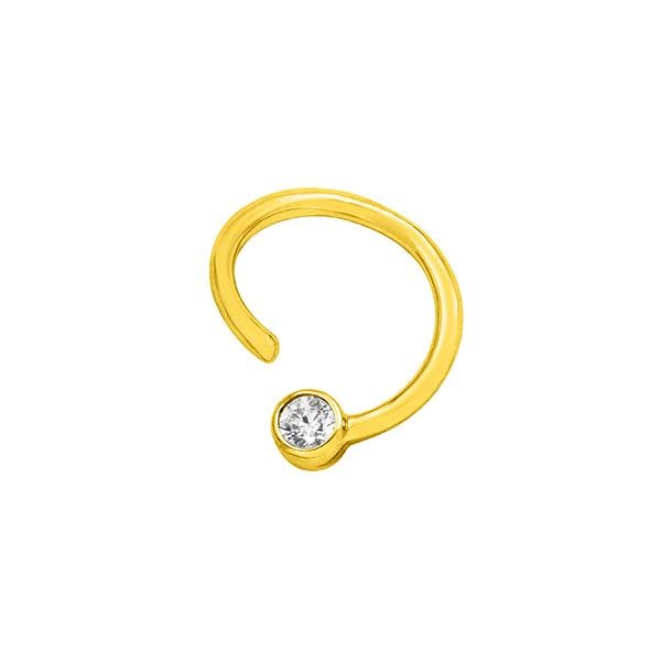 Fixed Bead Clear Swarovski Gem Ring in 14k Yellow Gold by Junipurr - Pierced