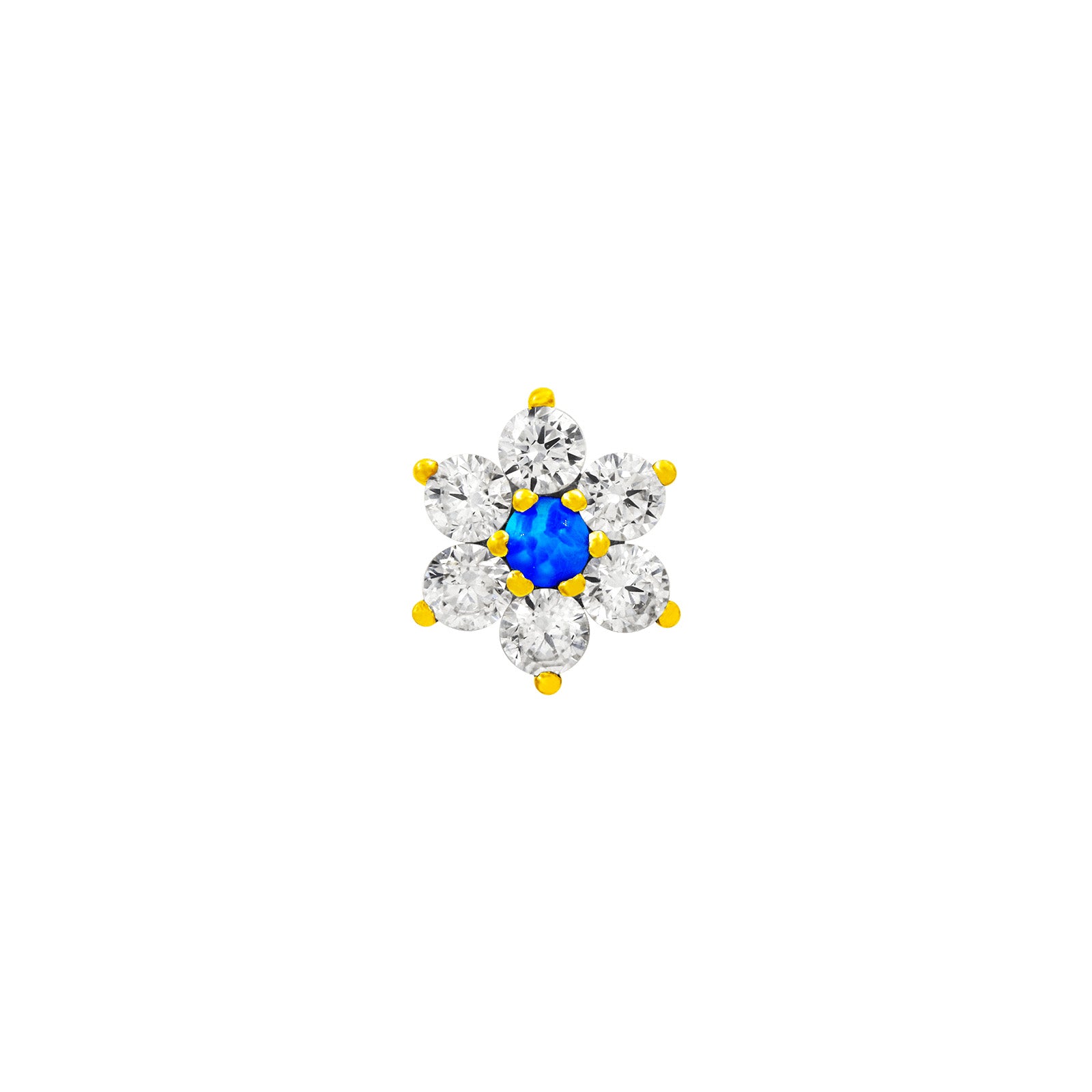 Swarovski and Blue Opal Flower in 14k Gold by Junipurr