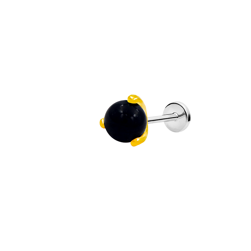 Prong-Set Ball with Black Onyx in 14k Gold by Junipurr