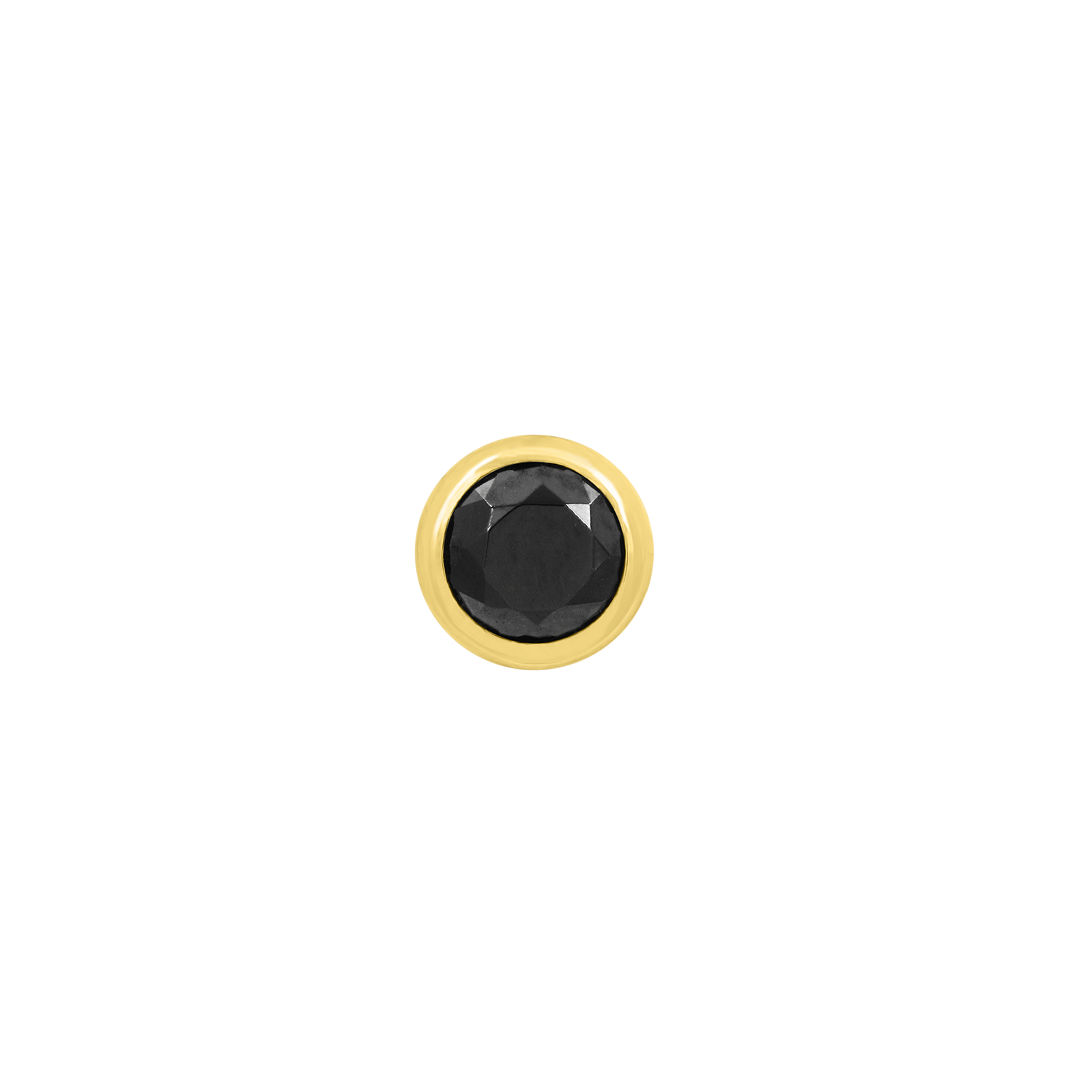 Round Bezel Black CZ in 14k Yellow Gold by Junipurr