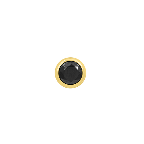 Round Bezel Black CZ in 14k Yellow Gold by Junipurr