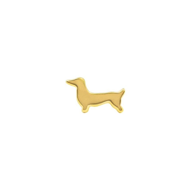 Dachshund Dog  End in 14k Yellow Gold by Junipurr - Pierced