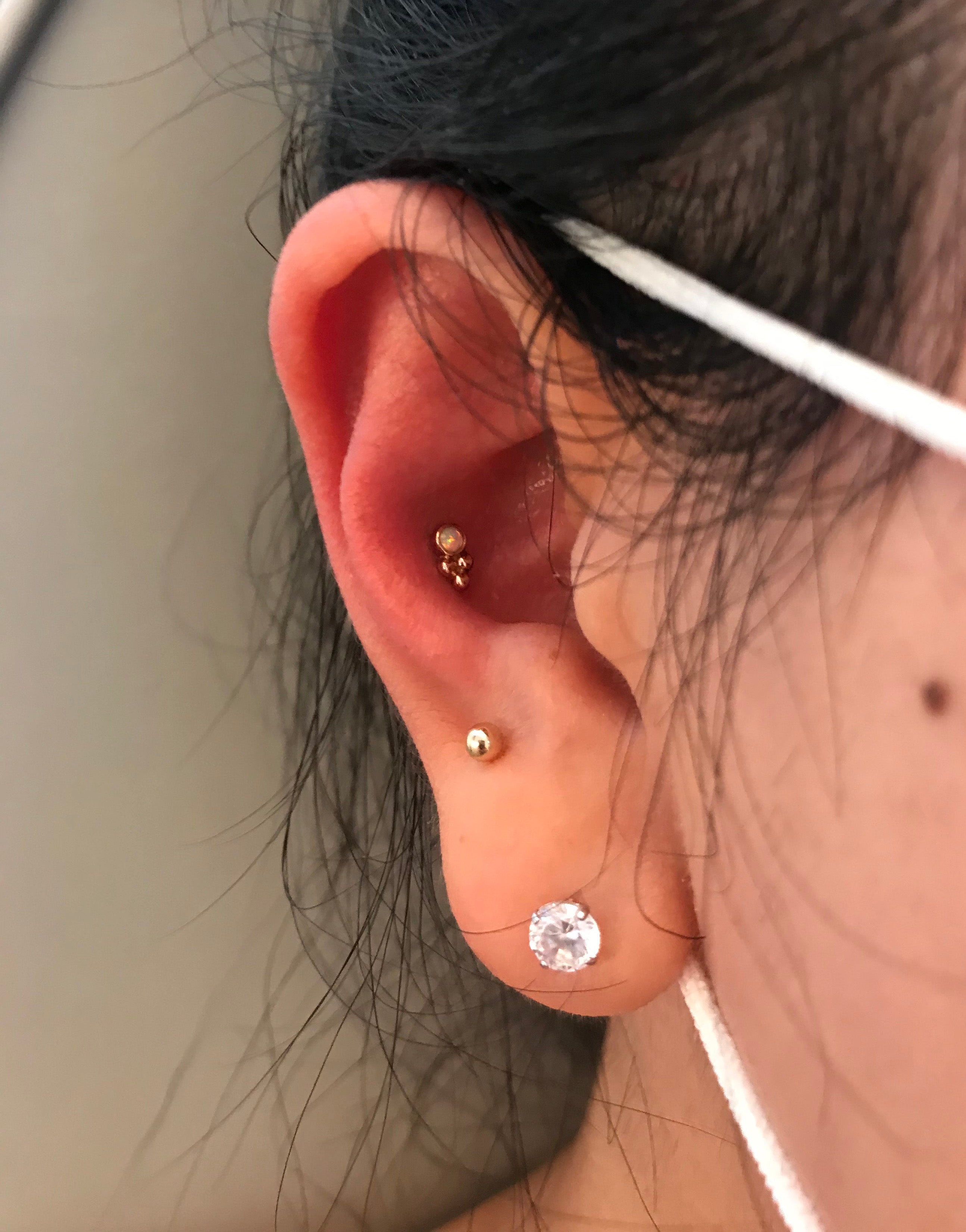 White Opal Tri-Bead in 14k Rose Gold by Junipurr