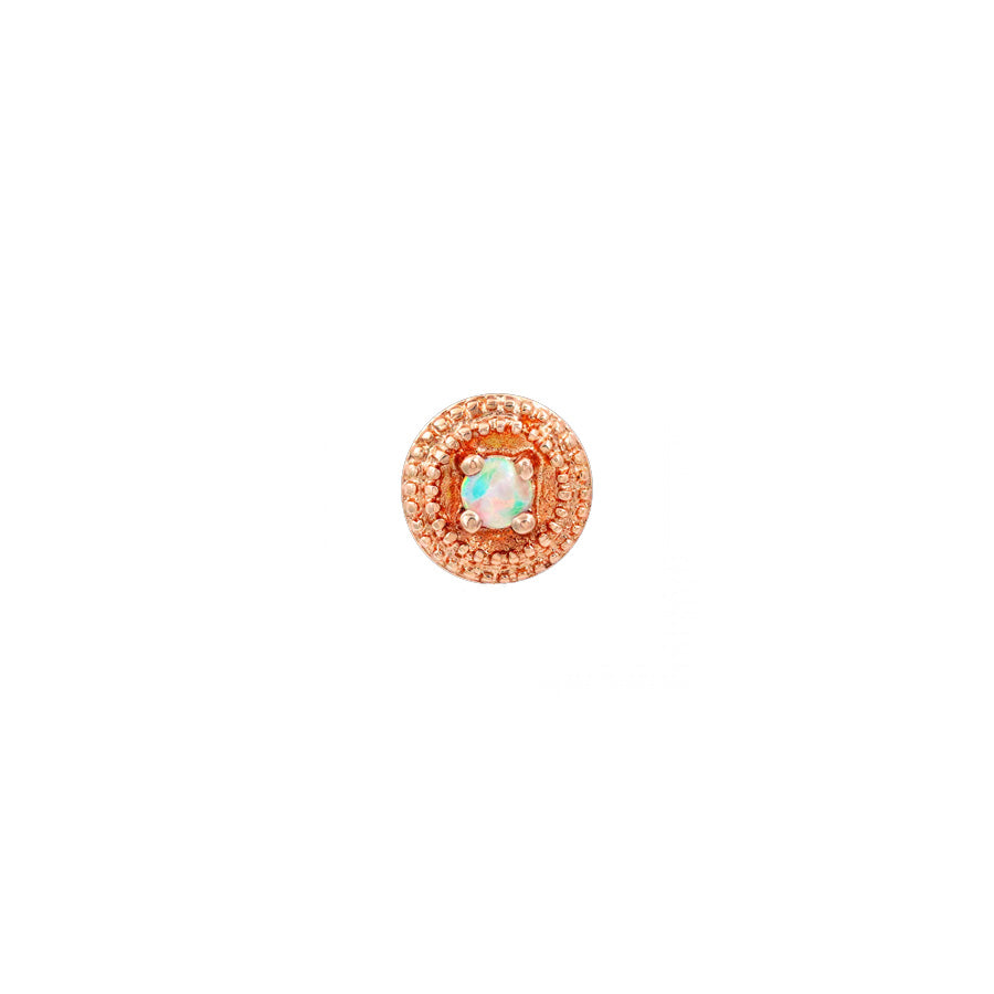 White Opal Round Double Millgrain in 14k Rose Gold by Junipurr