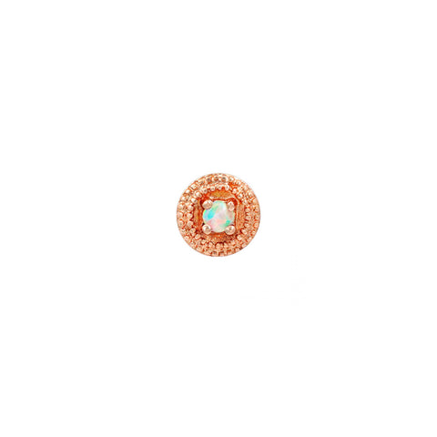 White Opal Round Double Millgrain in 14k Rose Gold by Junipurr