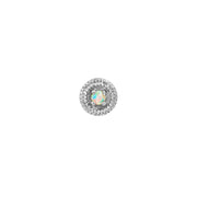 White Opal Round Double Millgrain in 14k White Gold by Junipurr