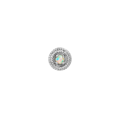 White Opal Round Double Millgrain in 14k White Gold by Junipurr