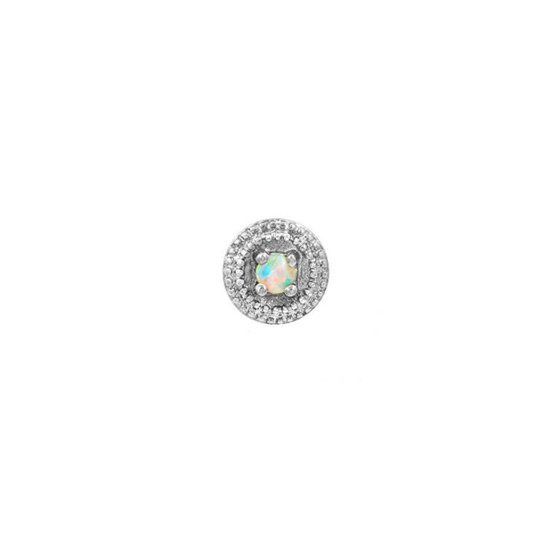 White Opal Round Double Millgrain in 14k Gold by Junipurr