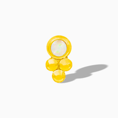White Opal Tri-Bead in 14k Yellow Gold by Junipurr