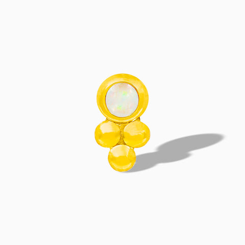 White Opal Tri-Bead in 14k Yellow Gold by Junipurr