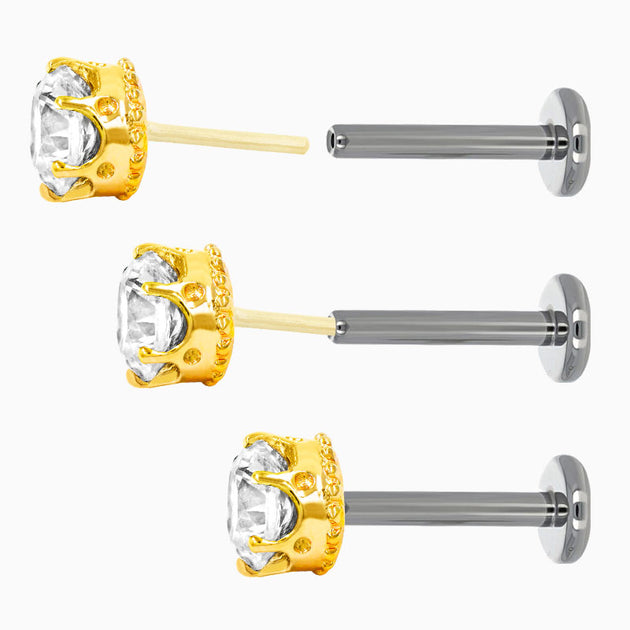 Flat Back Threadless Labret Post – Pierced