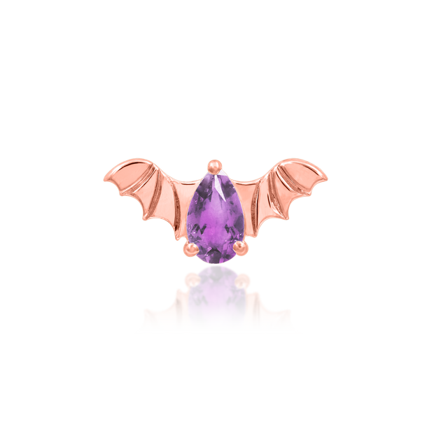 Bat with Amethyst CZ in 14k gold by Junipurr