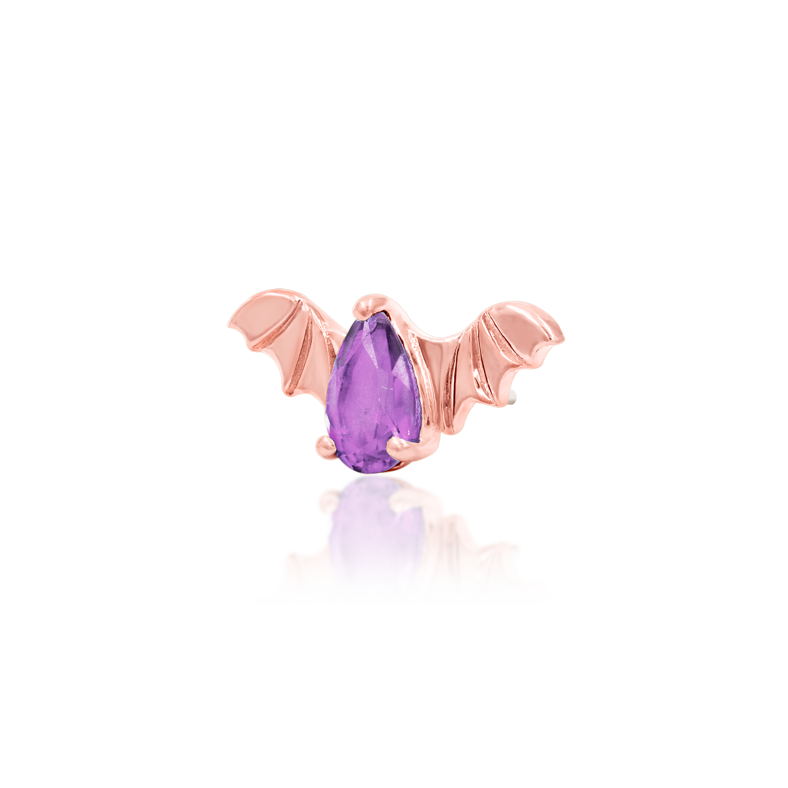 Bat with Amethyst CZ in 14k gold by Junipurr