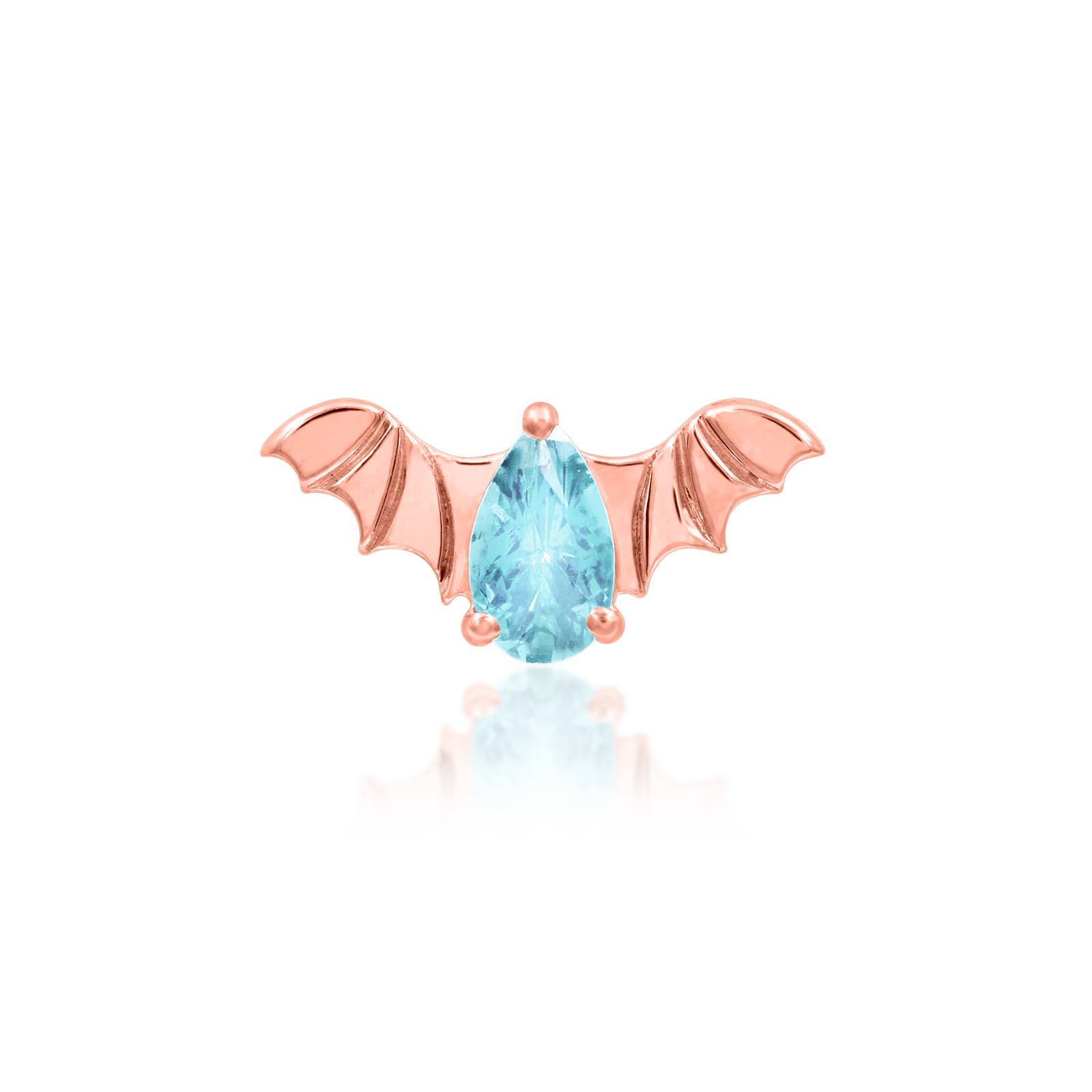 Bat with Aquamarine CZ in 14k gold by Junipur