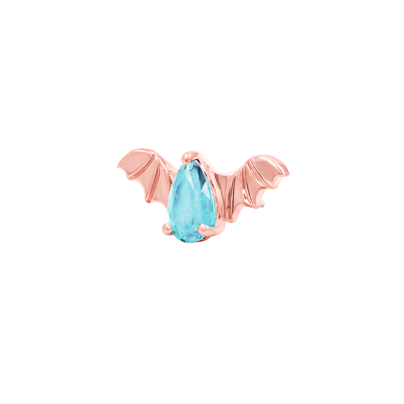 Bat with Aquamarine CZ in 14k gold by Junipur