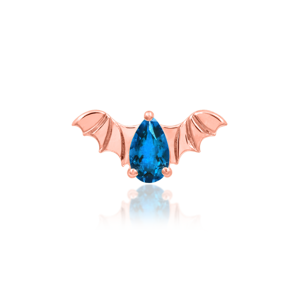 Bat with Light Sapphire Blue CZ in 14k gold by Junipurr