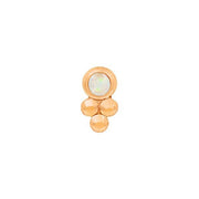 Bezel-Set Tri-Bead with White Opal end in 14k Rose Gold by Junipurr - Pierced