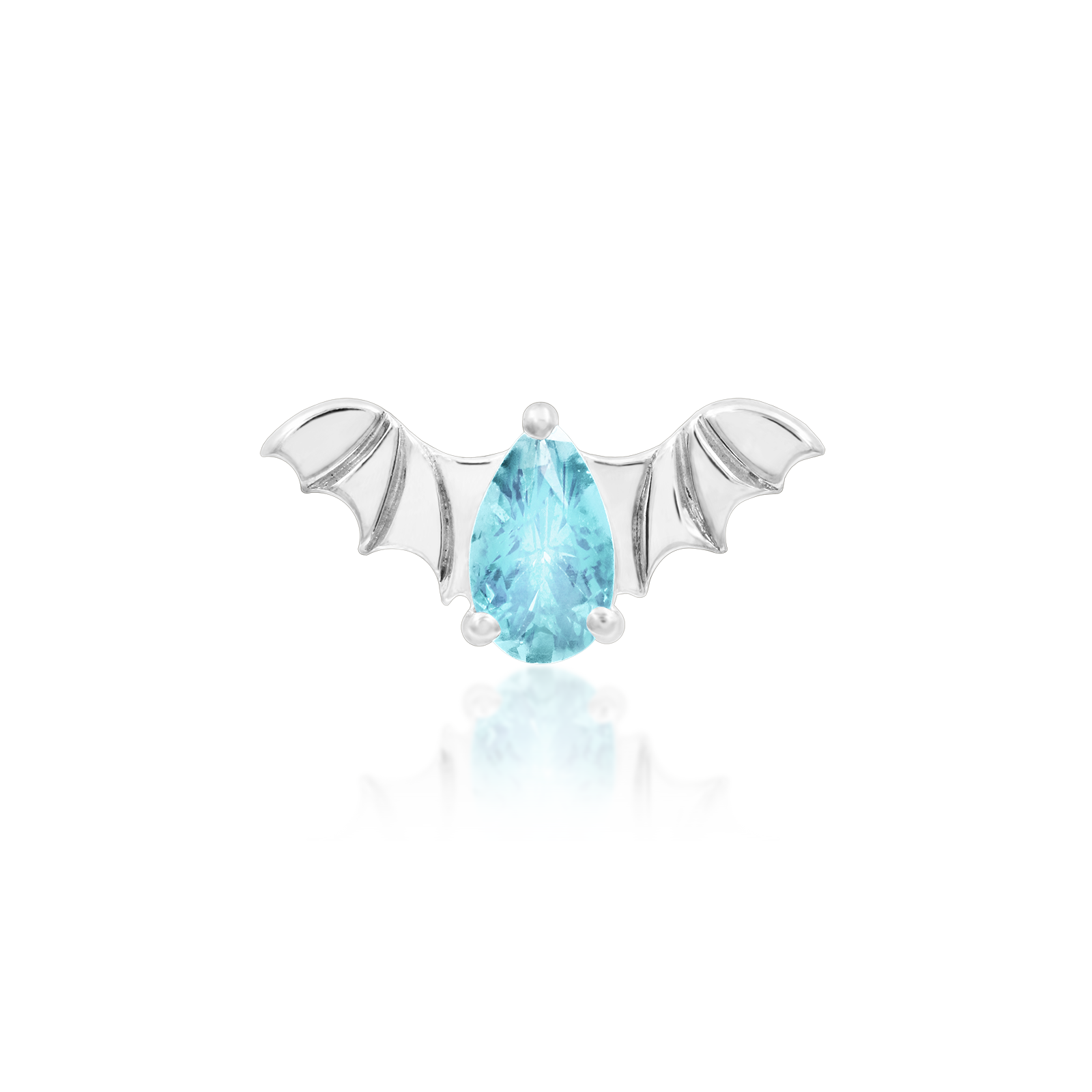 Bat with Aquamarine CZ in 14k gold by Junipur – Pierced