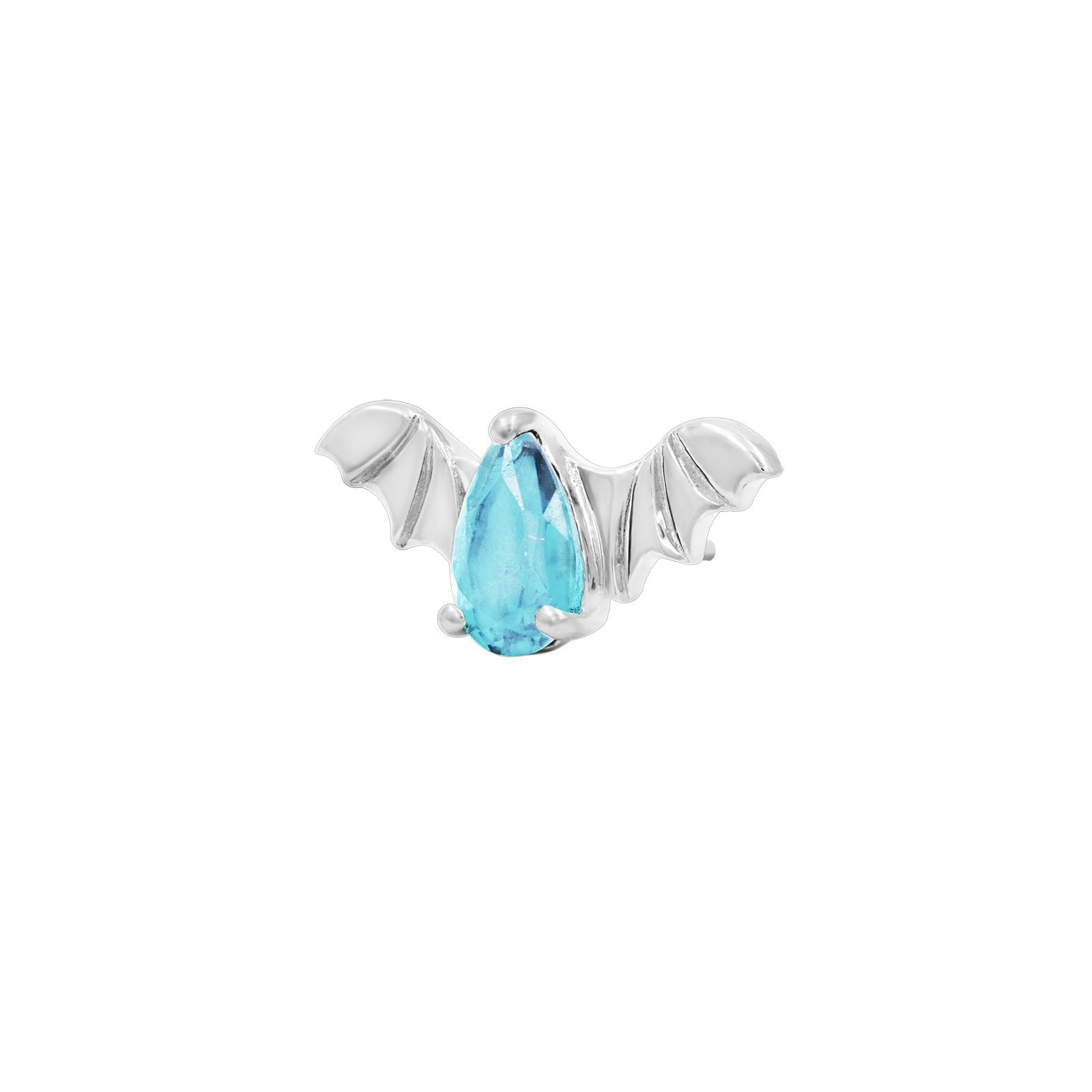Bat with Aquamarine CZ in 14k gold by Junipur