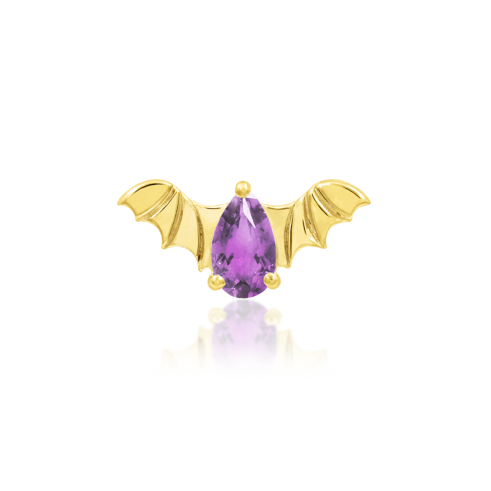 Bat with Amethyst CZ in 14k gold by Junipurr
