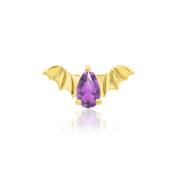 Bat with Amethyst CZ in 14k gold by Junipurr