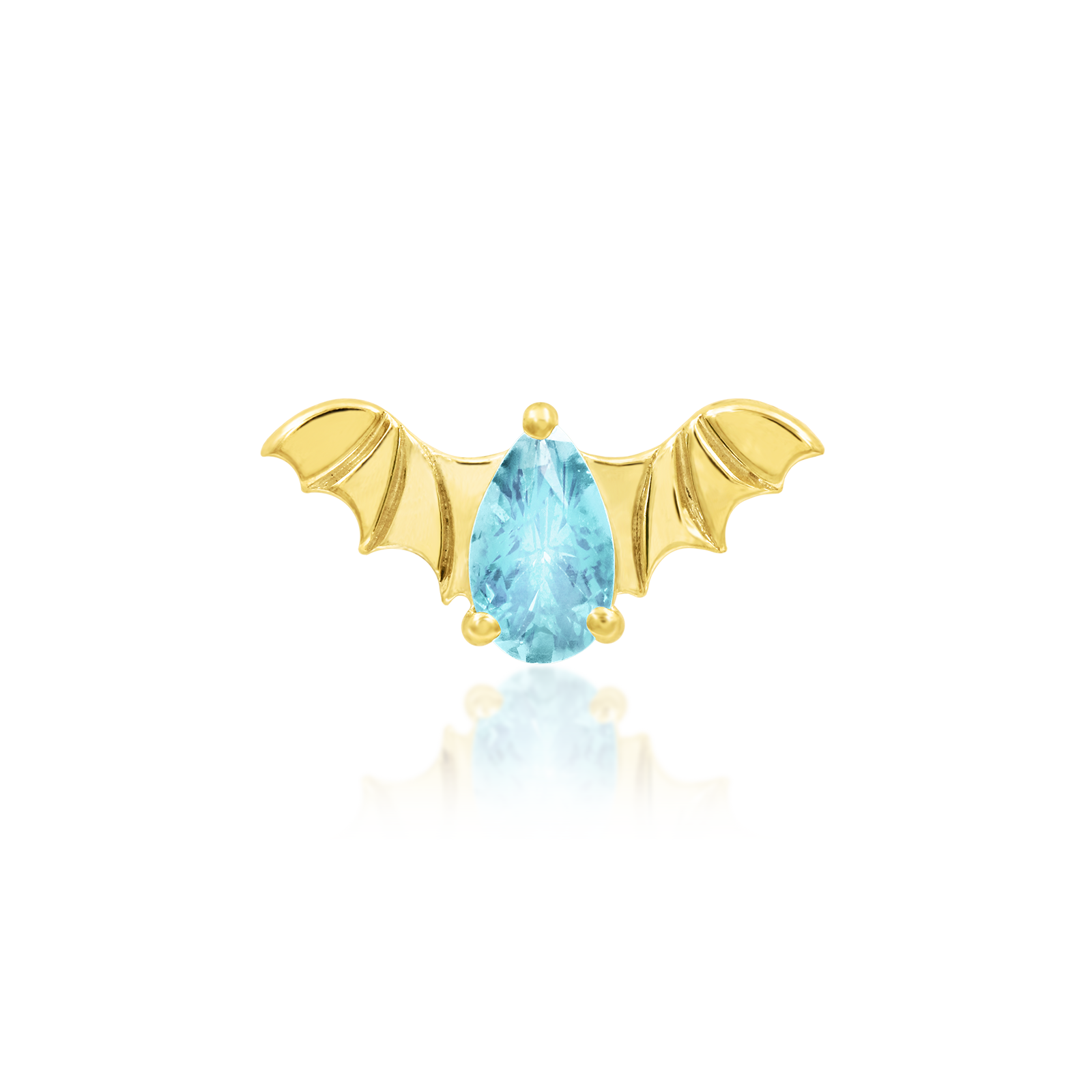 Bat with Aquamarine CZ in 14k gold by Junipur
