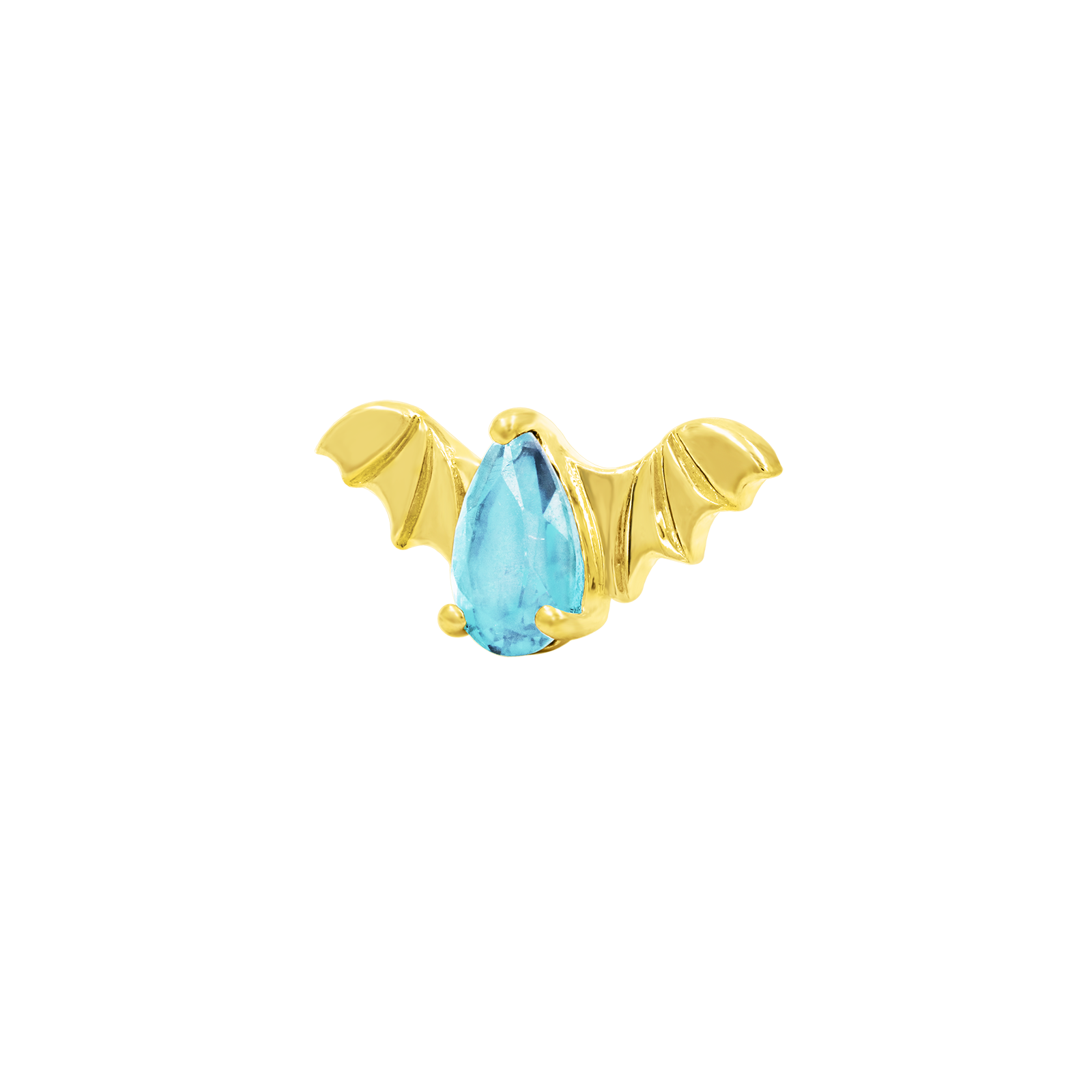 Bat with Aquamarine CZ in 14k gold by Junipur
