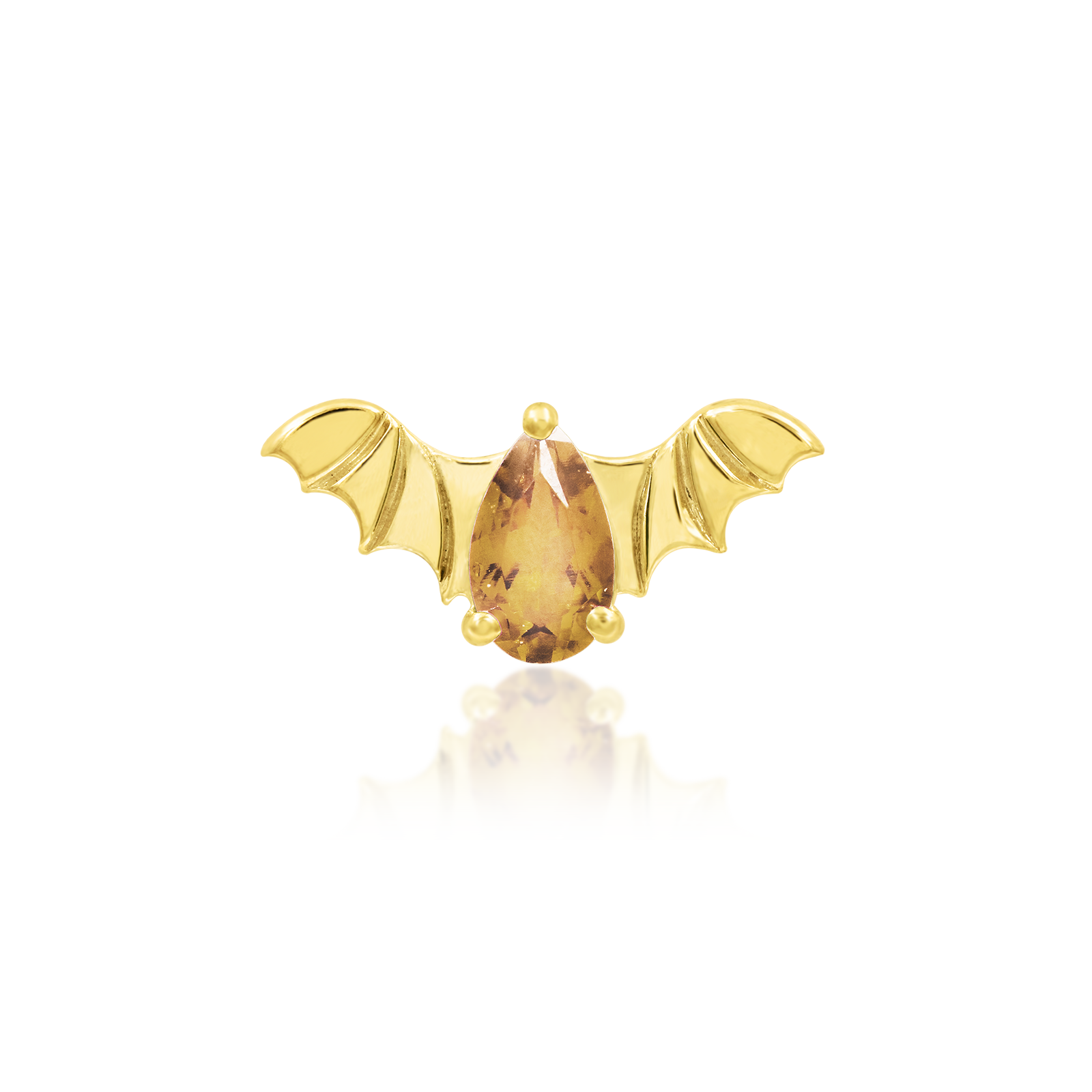 Bat with Champagne CZ in 14k gold by Junipurr