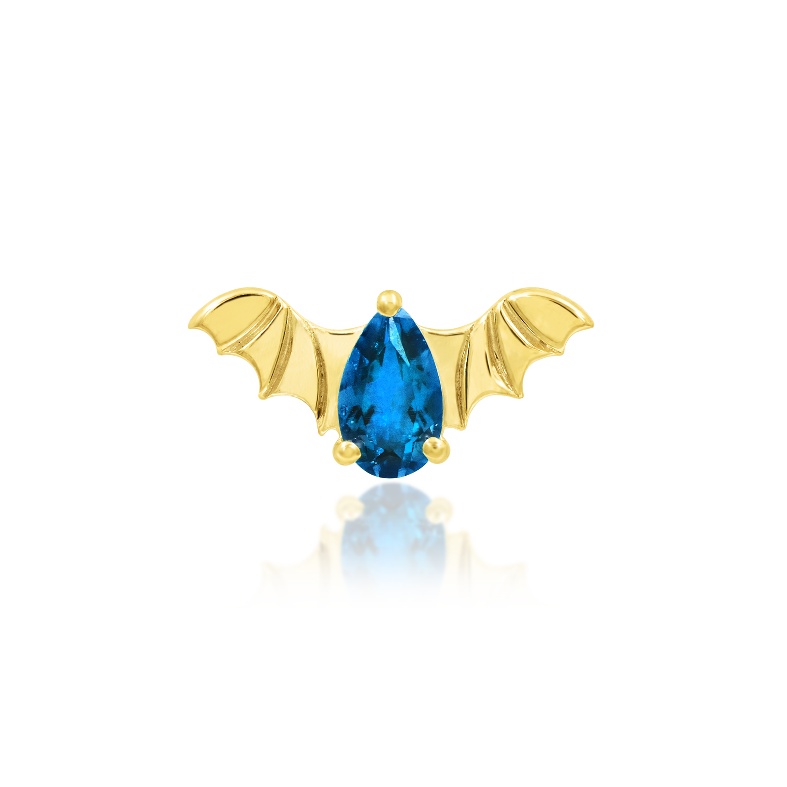 Bat with Light Sapphire Blue CZ in 14k gold by Junipurr