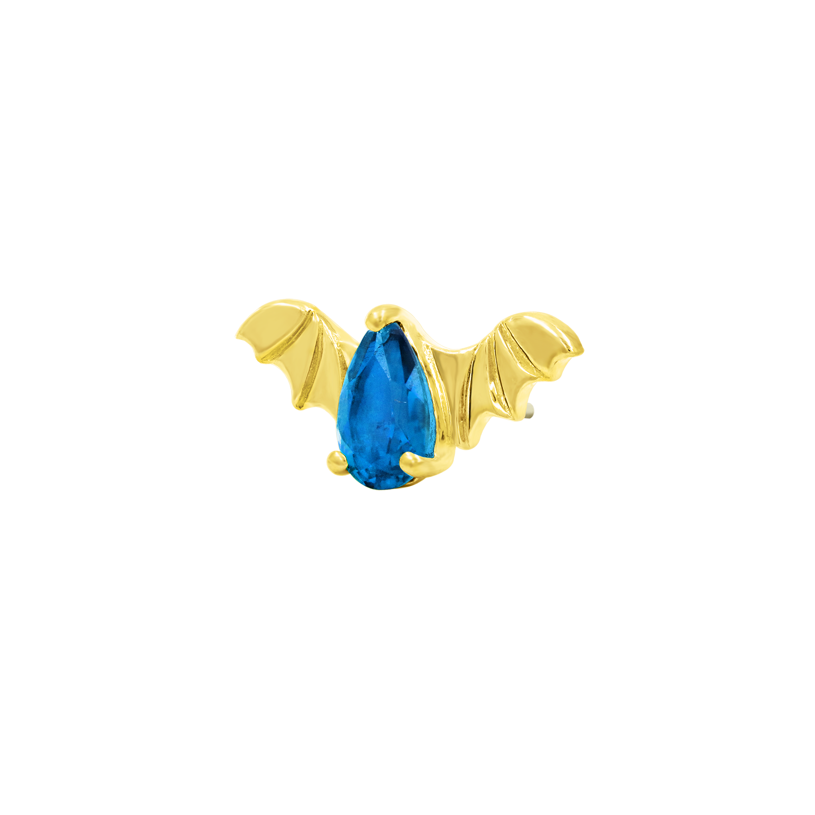 Bat with Light Sapphire Blue CZ in 14k gold by Junipurr