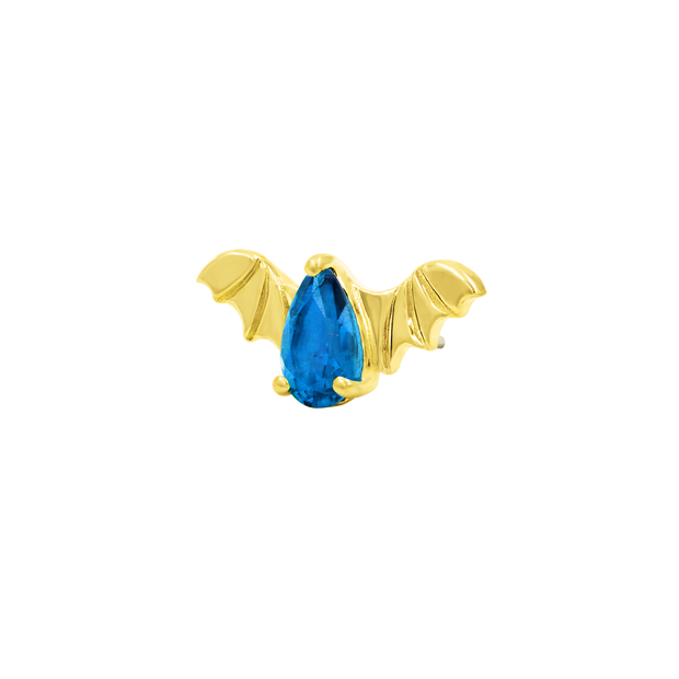 Bat with Light Sapphire Blue CZ in 14k gold by Junipurr