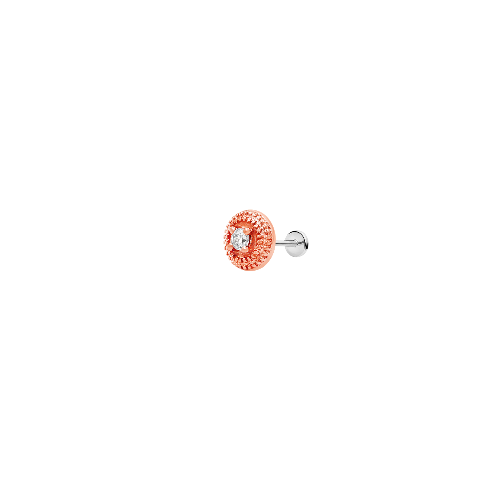 White Opal Round Double Millgrain in 14k Rose Gold by Junipurr
