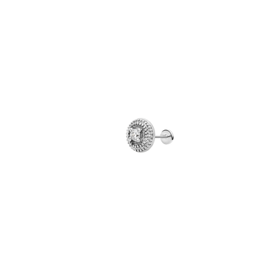 White Opal Round Double Millgrain in 14k White Gold by Junipurr