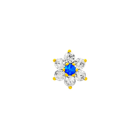 Swarovski and Blue Opal Flower in 14k Gold by Junipurr