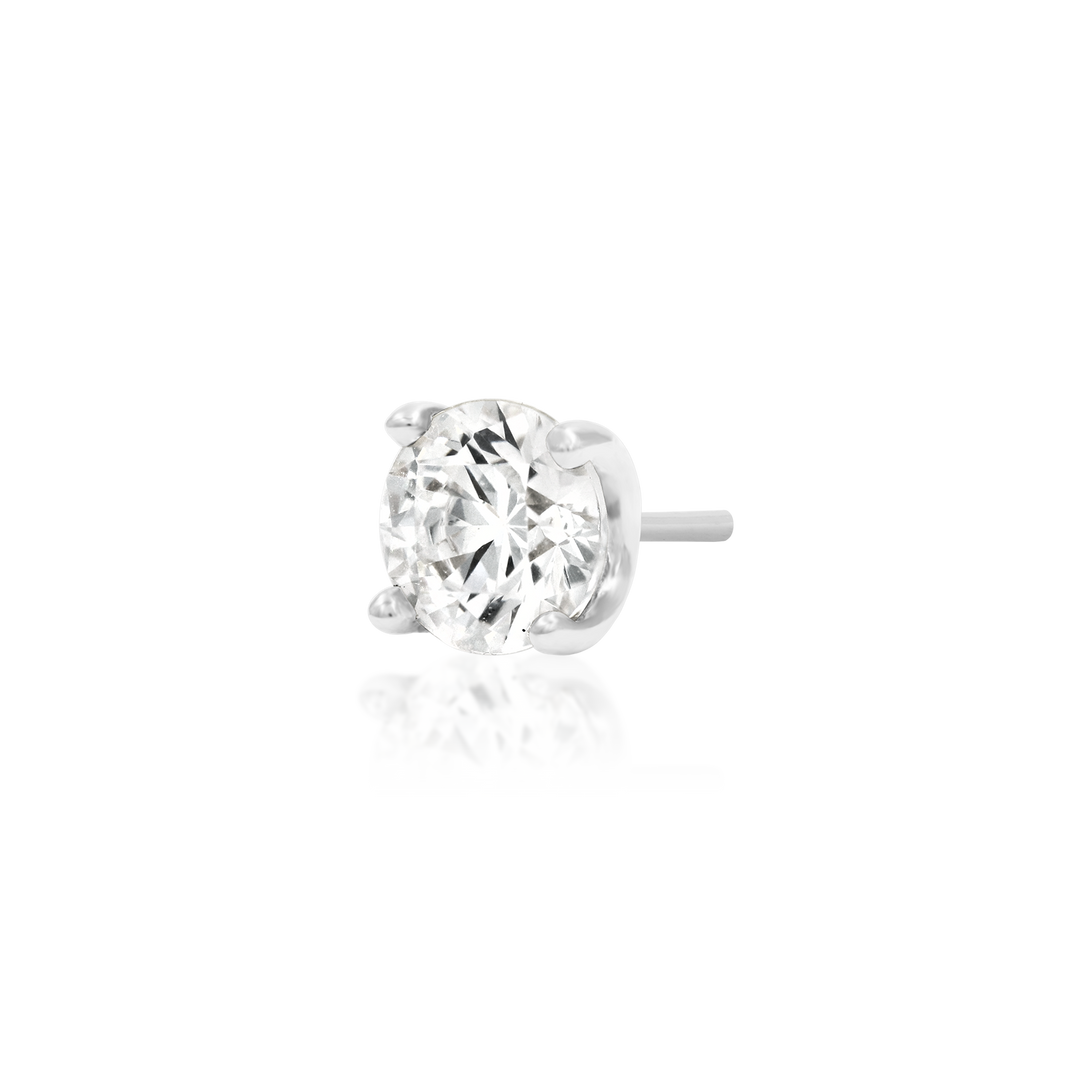 14k Yellow Gold Cubic Zirconia Stud Earrings - 7MM - 142PBB