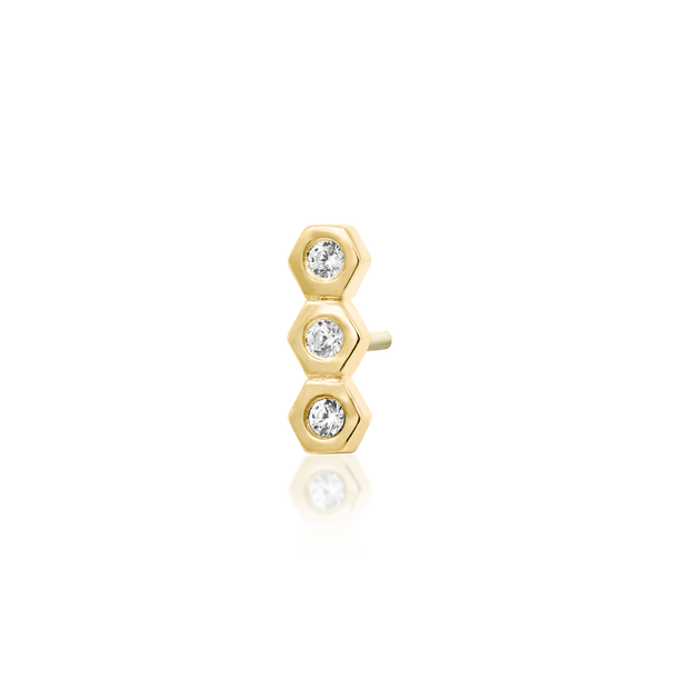 Honeycomb in 14k gold by Junipurr – Pierced