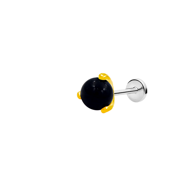Prong-Set Ball with Black Onyx in 14k Gold by Junipurr