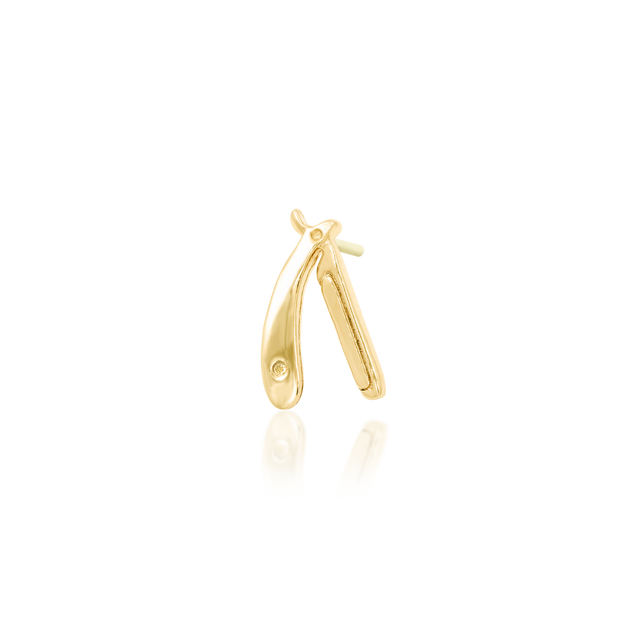 Straight Razor in 14k Gold by Junipurr – Pierced